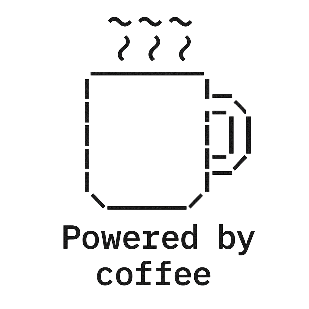 T-Shirt Unisex "Powered by Coffee" [ASCII Art] | Deliverable